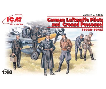 ICM 1/48 German Luftwaffe Pilots and Ground Personnel (1939-1945)  (7 figures - 3 pilots, 4 mechanics)