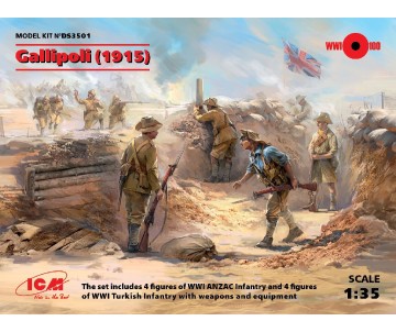 ICM 1/35 Gallipoli (1915)   (ANZAC Infantry (4 figures), Turkish Infantry (4 figures))