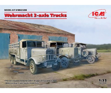ICM 1/35 Wehrmacht 3-axle Trucks (Henschel 33D1, Krupp L3H163, LG3000)