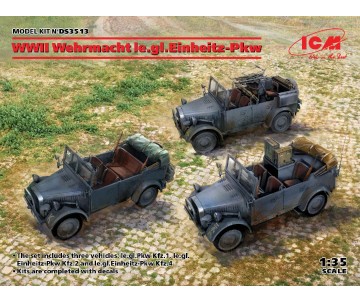 ICM 1/35 WWII Wehrmacht le.gl.Einheitz-Pkw (le.gl.Pkw Kfz.1, le.gl.Einheitz-Pkw Kfz.2, le.gl.Einheitz-Pkw Kfz.4)
