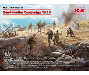 ICM 1/35 Dardanelles Campaign 1915 (WWI British Infantry, WWI British Vickers MG Crew, WWI Turkish Infantry)