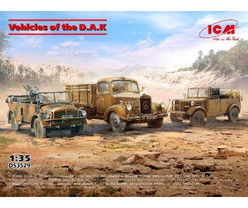 ICM 1/35 Vehicles of D.A.K (s.E.Pkw Kfz. 70 with Zwillingssockel 36, Typ L3000S, le.gl.Einheitz-Pkw Kfz.2)