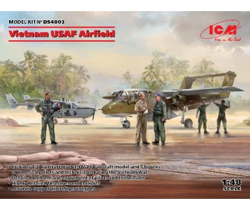 ICM 1/48 Vietnam USAF Airfield (Cessna O-2A, OV-10А Bronco, US Pilots & Ground Personnel (Vietnam War) (5 figures))