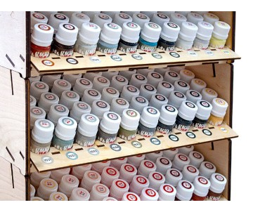 ICM Full Paint Collection. Includes 77 Bottled Paints (8 of each) and 3 Varnishes (8 of each) and free Paint Display Stand (No primer included)