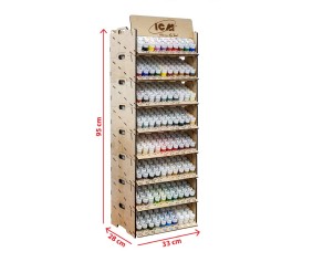 ICM Full Paint Collection. Includes 77 Bottled Paints (8 of each) and 3 Varnishes (8 of each) and free Paint Display Stand (No primer included)