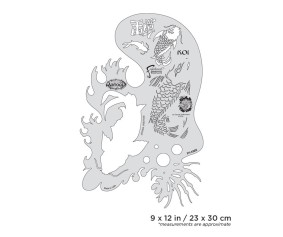 Iwata Artool Kanji Master Koi Freehand Airbrush Template by Dennis Mathewson