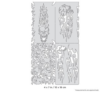 Iwata Artool Skullophenia Nano Freehand Airbrush Template by Craig Fraser