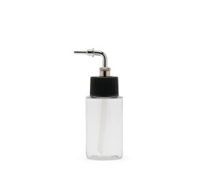 Iwata Crystal Clear Bottle 1 oz / 30 ml Cylinder With Side Feed Adaptor Cap Iwata Crystal Clear Bottle 1 oz / 30 ml Cylinder With Side Feed Adaptor Cap