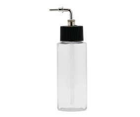 Iwata Crystal Clear Bottle 2oz / 60ml Cylinder With Side Feed Adaptor Cap Iwata Crystal Clear Bottle 2oz / 60ml Cylinder With Side Feed Adaptor Cap
