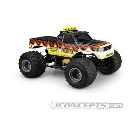 JConcepts 1993 Ford F-250 Monster Truck Bigfoot Tribute Wheels Body with Fastback And Visor (Fits Losi LMT / Axial SMT10, 7.25