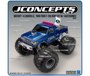JConcepts Bigfoot 4 Louisville 1990 Ford F-250 Body Set with Accessories - Fits Clod Buster, Regulator - 7