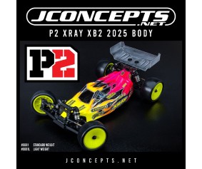 JConcepts P2 - XRAY XB2 2025 body w/ carpet | turf | dirt wing, light-weight 