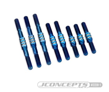 JConcepts - RC10 Classic Fin titanium turnbuckle set - burnt blue, 7pc. (Fits – original RC10, RC10 Classic, RC10CC, RC10 40th, RC10 Jay Halsey edition, RC10 green edition