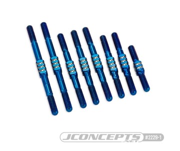 JConcepts - RC10 Worlds Fin titanium turnbuckle set - burnt blue, 8pc. (Fits – original RC10, RC10 Classic, RC10CC, RC10 40th, RC10 Jay Halsey edition, RC10 green edition