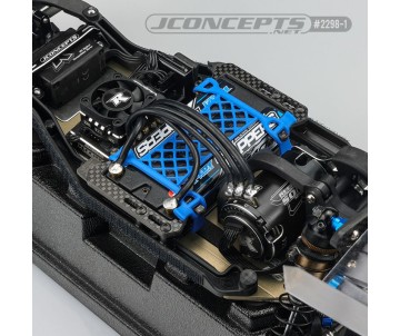 JConcepts B6.3 carbon logo / cargo net battery brace, (blue) (Fits - Team Associated B6, T6 and SC6 generation)