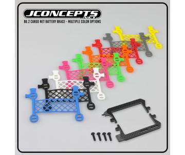 JConcepts B6.3 carbon logo / cargo net battery brace, (blue) (Fits - Team Associated B6, T6 and SC6 generation)