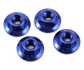 JConcepts 4mm large flange serrated locknut - blue (fits, B5, TLR, Xray, Serpent, Kyosho)