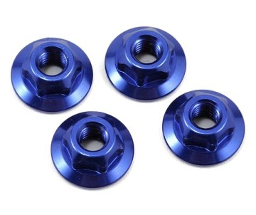 JConcepts 4mm large flange serrated locknut - blue (fits, B5, TLR, Xray, Serpent, Kyosho)