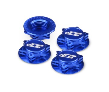 JConcepts Fin, 1/8th serrated light-weight wheel nut (fine thread) - closed end - blue