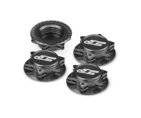 JConcepts Fin, 1/8th serrated light-weight wheel nut (fine thread) - closed end - black