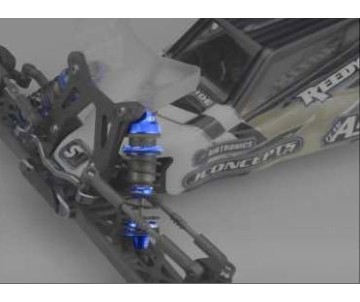 JConcepts Fin, 12mm V2 Shock Cap (Blue)(2) B5, B5M, T5M, SC5M, B6, B6D