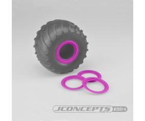 JConcepts Tribute wheel mock beadlock rings - pink - glue-on set, 4pc. (Fits - #3377 Tribute wheels)