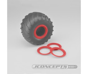JConcepts Tribute wheel mock beadlock rings - red - glue-on set, 4pc. (Fits - #3377 Tribute wheels)