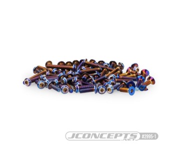 JConcepts - B6.4 Titanium Top Hat Screw Set, Upper (Blue) - 67pc (Fits  Team Associated B6.4)