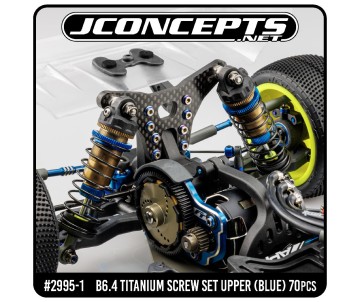 JConcepts - B6.4 Titanium Top Hat Screw Set, Upper (Blue) - 67pc (Fits  Team Associated B6.4)