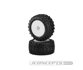 JConcepts Scorpios - Green Compound - Pre-mounted, White Wheels (Fits - Losi Mini-T 2.0 | Mini-B Rear)