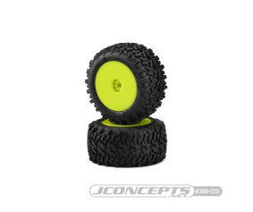 JConcepts Scorpios - Green Compound - Pre-mounted, Yellow Wheels (Fits - Losi Mini-T 2.0 | Mini-B Rear)