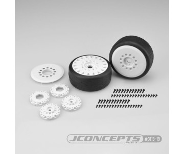 JConcepts Speed Claw - platinum compound, belted, pre-mounted on white #3395 wheels