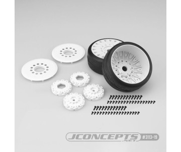 JConcepts Speed Claw - platinum compound, belted, pre-mounted on white #3395 wheels
