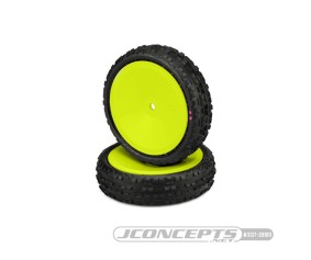 JConcepts Swaggers, pink compound - pre-mounted on 3376Y wheels (Fits - 2wd front buggy w/ 12mm hex)