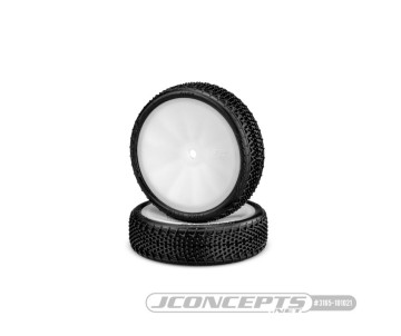 JConcepts Fuzz Bite LP 2wd Front - Pre-Mounted on 3376 White Wheels Fits – 1/10th front 2wd vehicles