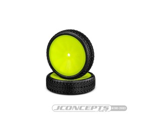 JConcepts Fuzz Bite LP 2wd Front - Pre-Mounted on 3376 Yellow Wheels. Fits – 1/10th Front 2wd Vehicles