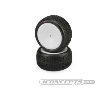 JConcepts Twin Pins, pink compound - pre-mounted on 3348W wheels (Fits - 2wd rear buggy w/ 12mm hex)
