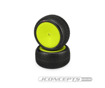 JConcepts Twin Pins, pink compound - pre-mounted on 3348Y wheels (Fits - 2wd rear buggy w/ 12mm hex)