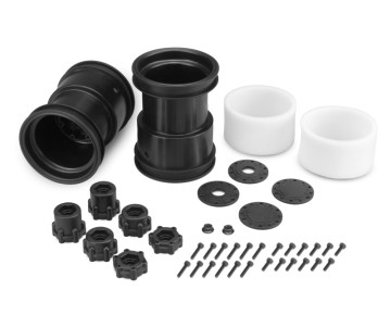JConcepts 2.6in x 3.6in Monster Truck Wheel W/Adaptors (Black) (2)