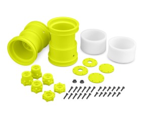 JConcepts 2.6in x 3.6in Monster Truck Wheel W/Adaptors (Yellow) (2)