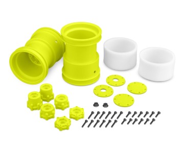 JConcepts 2.6in x 3.6in Monster Truck Wheel W/Adaptors (Yellow) (2)