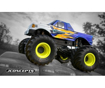 JConcepts 2.6in x 3.6in Monster Truck Wheel W/Adaptors (Yellow) (2)