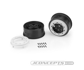 JConcepts Tremor, Slash rear, Slash 4x4 F&R wheel - black wheel / white beadlock - 2pc. (Fits - SCT 3.0 x 2.2