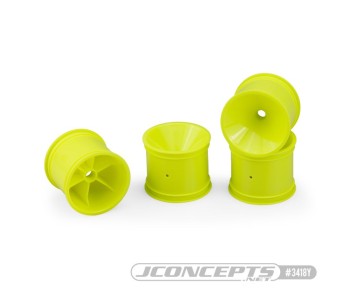 JConcepts Mono RC10T, T2, T3, GT Front Wheel - Yellow - 4pc Fits RC10T, T2, T3, GT