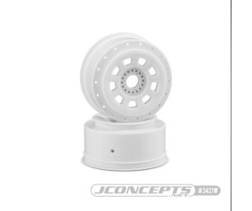 JConcepts 9-Shot 17mm Hex SCT Tire Wheel - White - 2pc Fits 1/8th Buggy To Dirt Oval With SCT Tires