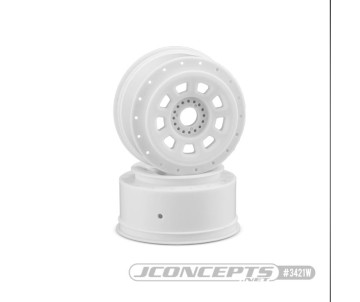 JConcepts 9-Shot 17mm Hex SCT Tire Wheel - White - 2pc Fits 1/8th Buggy To Dirt Oval With SCT Tires