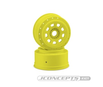 JConcepts 9-Shot 17mm Hex SCT Tire Wheel - Yellow - 2pc Fits 1/8th Buggy To Dirt Oval With SCT Tires