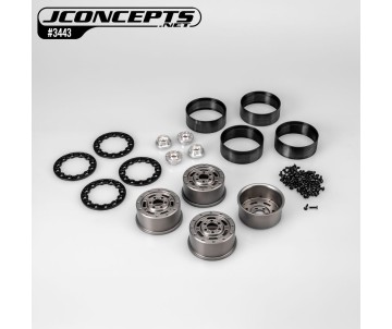 JConcepts Ballistic 2.0 crawler wheel, gray w/ black bead lock (Fits – 1.9