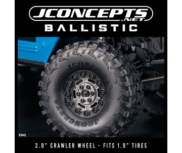 JConcepts Ballistic 2.0 crawler wheel, gray w/ black bead lock (Fits – 1.9