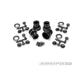 JConcepts Mini Tribute wheel w/hex adapter, covers, mock bead lock, 4pc. - black(Fits – JC #4123, #4124)